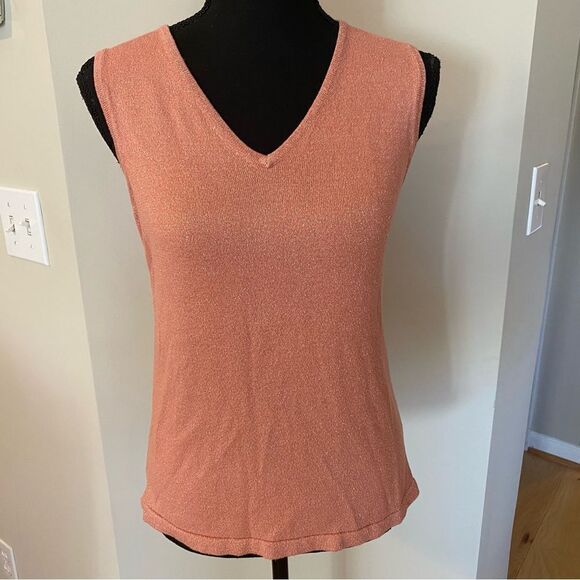 Kasper Medium Knit Sleeveless Metallic Top - Picture 3 of 11